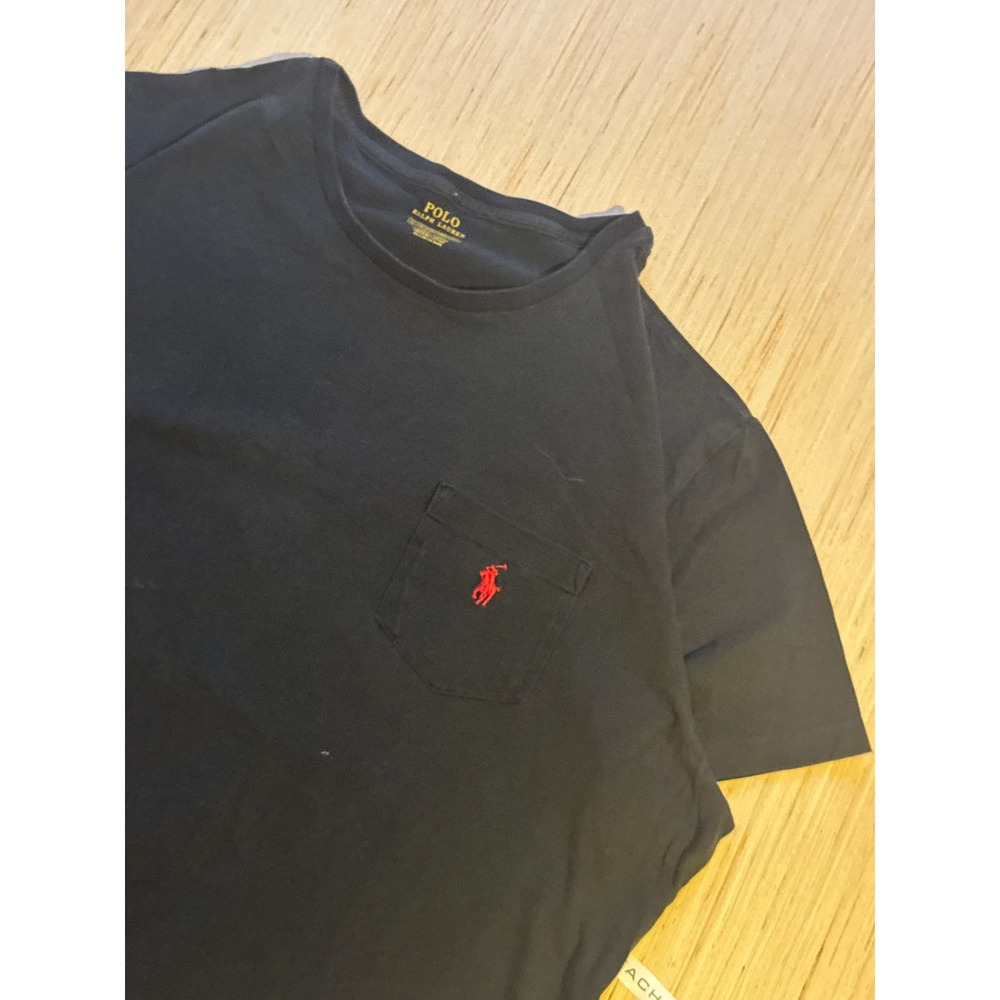 Polo Ralph Lauren Mens XL Black Pocket T-Shirt Red Pony Logo Short Sleeve 27